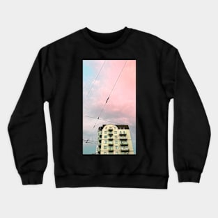 House in pink clouds Crewneck Sweatshirt